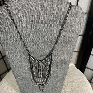 EUC Aeropostale Multi-Strand Rhinestone Fringe Silver Tone Necklace